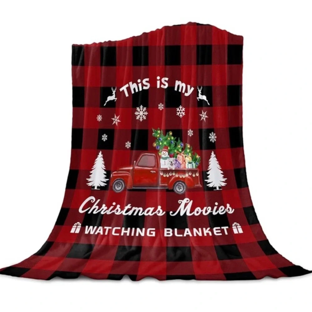 Christmas Movie Watching Red and Black Movies Blanket